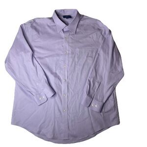 Buttoned Down Mens Non Iron Shirt 17.5/34 Purple Supima Cotton Long Sleeve